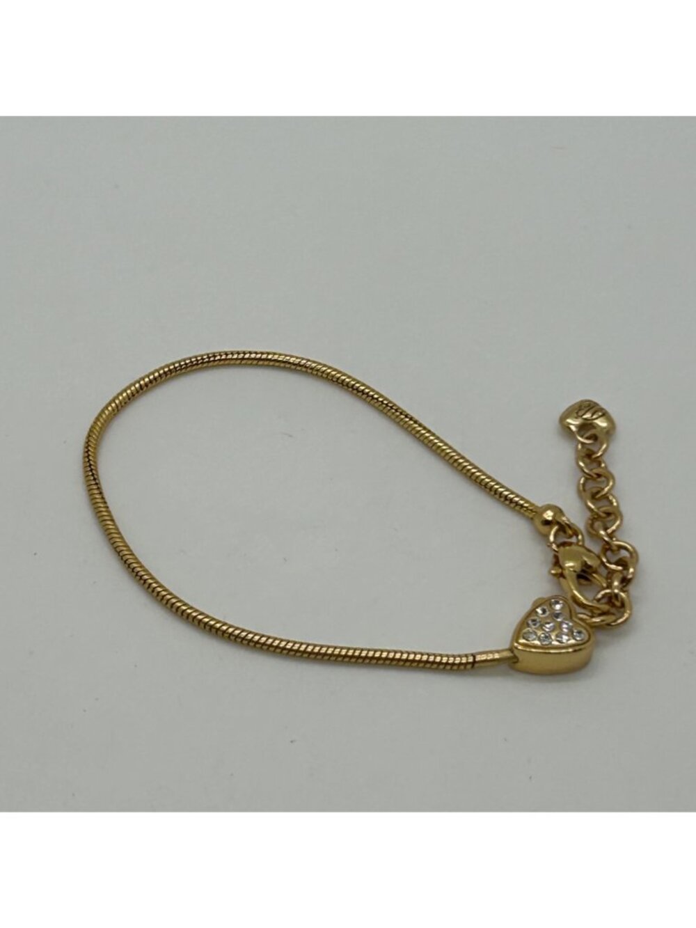 Brighton Gold Heart Crystal Charm Bracelet Snake Chain Jewelry Adjustable 7-8" - Picture 11 of 14